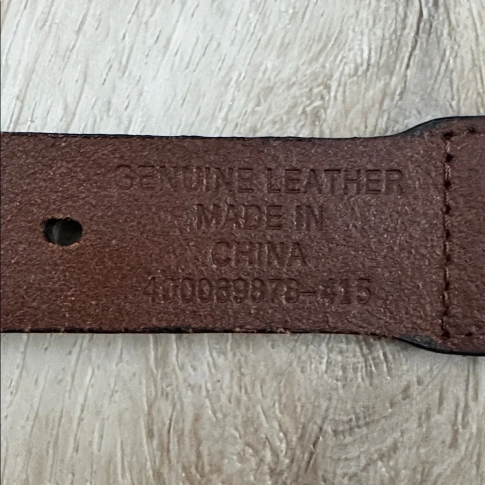 Polo Ralph Lauren Brown Leather and Navy blue Woven Belt.